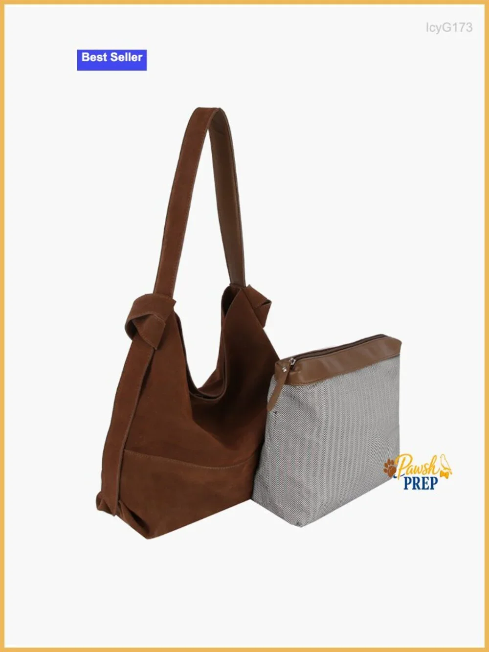 Genuine Suede 2-in-1 Hobo Handbag Tote with Detachable Pouch